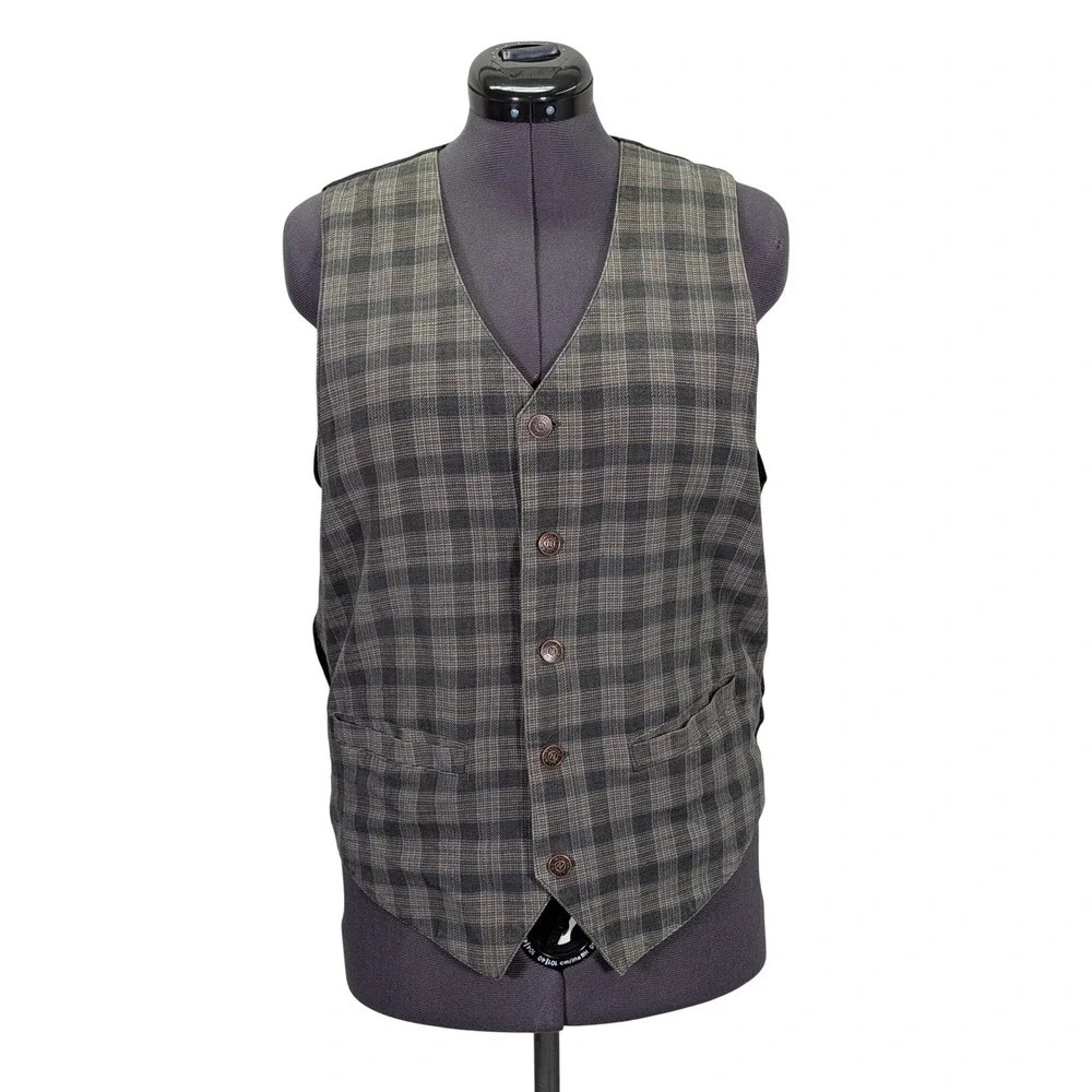 Mossimo Men Plaid Vest Size Medium V Neck Button Front Pockets